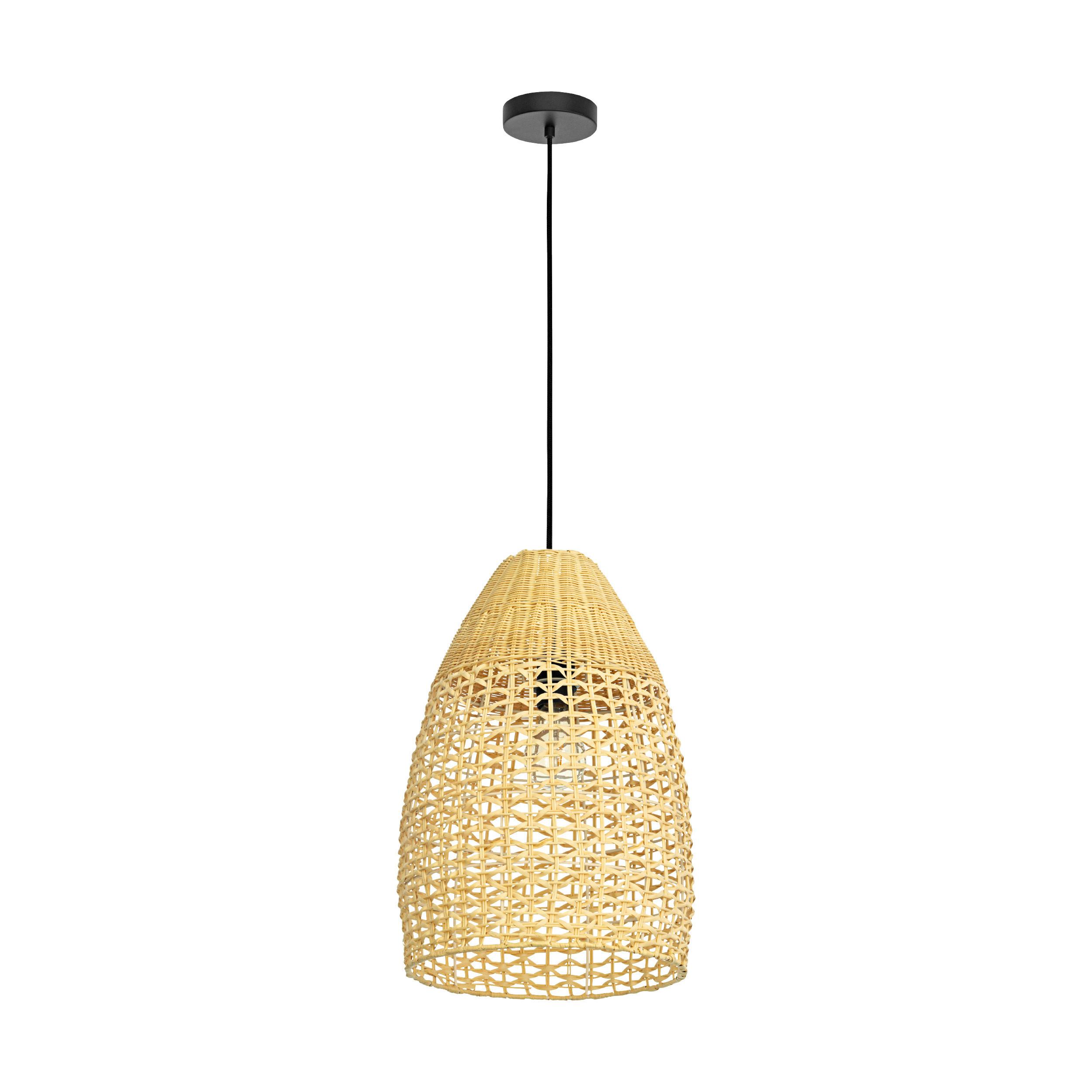 Hängeleuchte 390237*sambucona - Schwarz, Natur, Holz/Metall (35/150cm) - Eglo