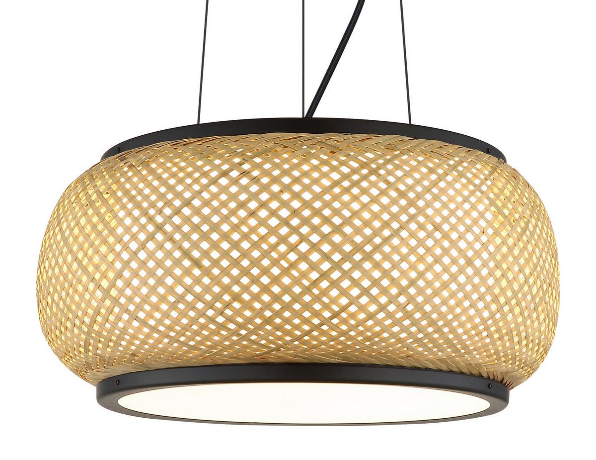 Led-hängeleuchte Memory-Funktion - Schwarz/Naturfarben, Design, Holz/Kunststoff (38/120cm) - Globo