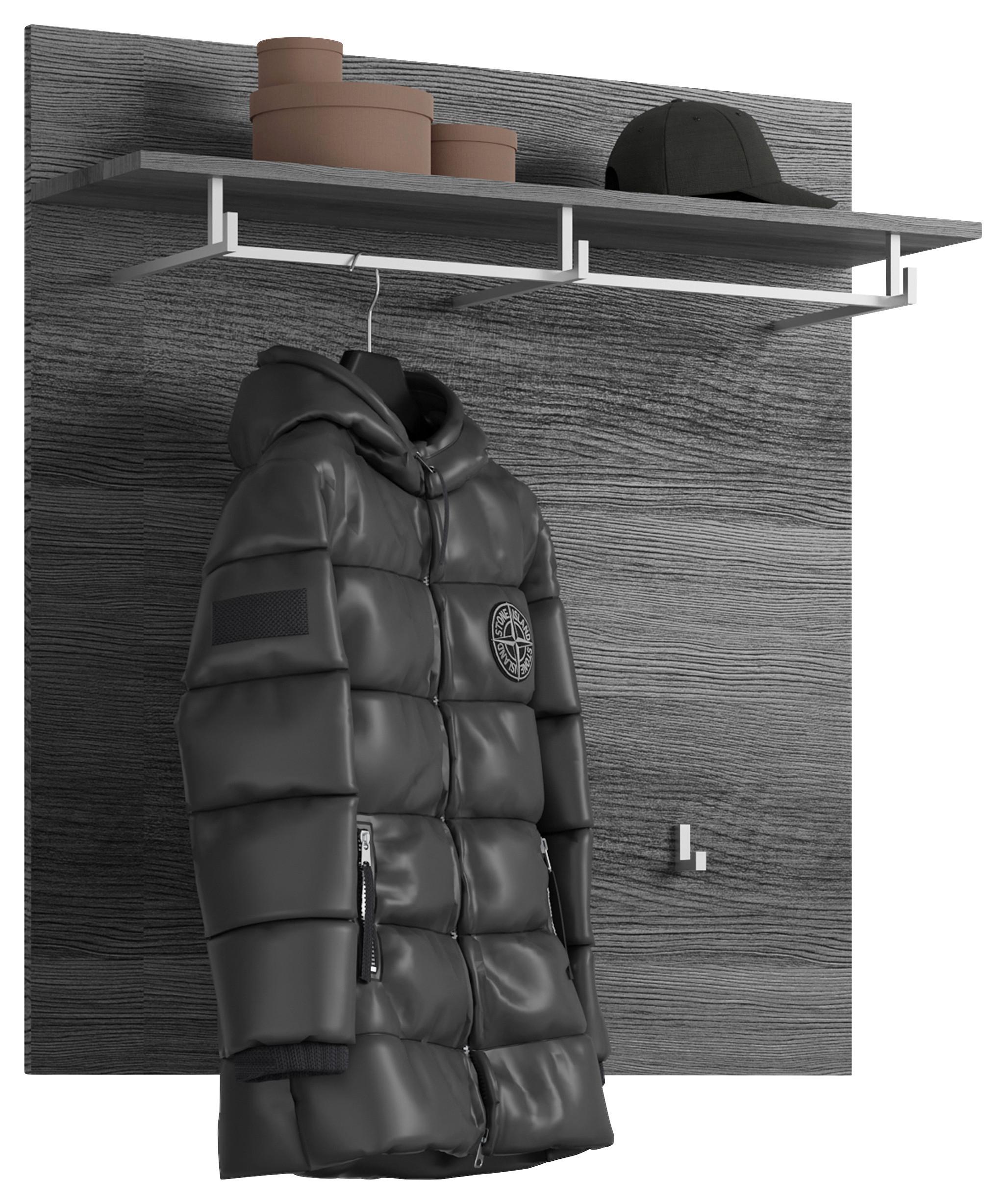 Garderobenpaneel Scout Rauchsilber B: 90 cm - Dunkelgrau, Design, Holzwerkstoff (90/98/27cm) - MID.YOU