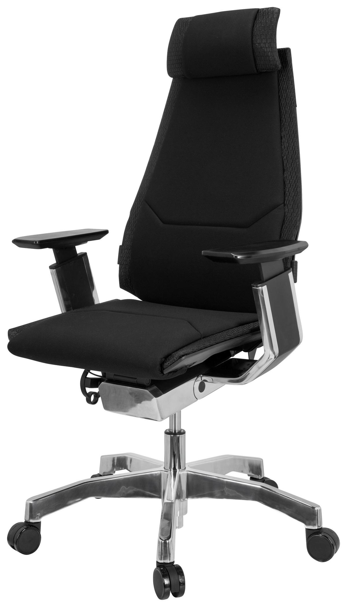 Drehstuhl Gendia Pro Schwarz Bis 120 Kg - Silberfarben/Schwarz, Basics, Kunststoff/Textil (57/119/46cm) - MID.YOU