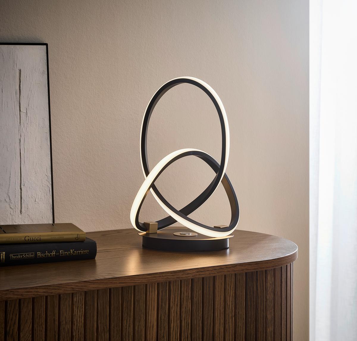 STOLNÍ LED LAMPA INDIGO - bílá/černá, Design, kov (28/14/33cm) - Eglo