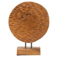 Skulptur Coin Teak, Braun B: 30 cm - Braun, Basics, Holz (30/40/15.5cm)