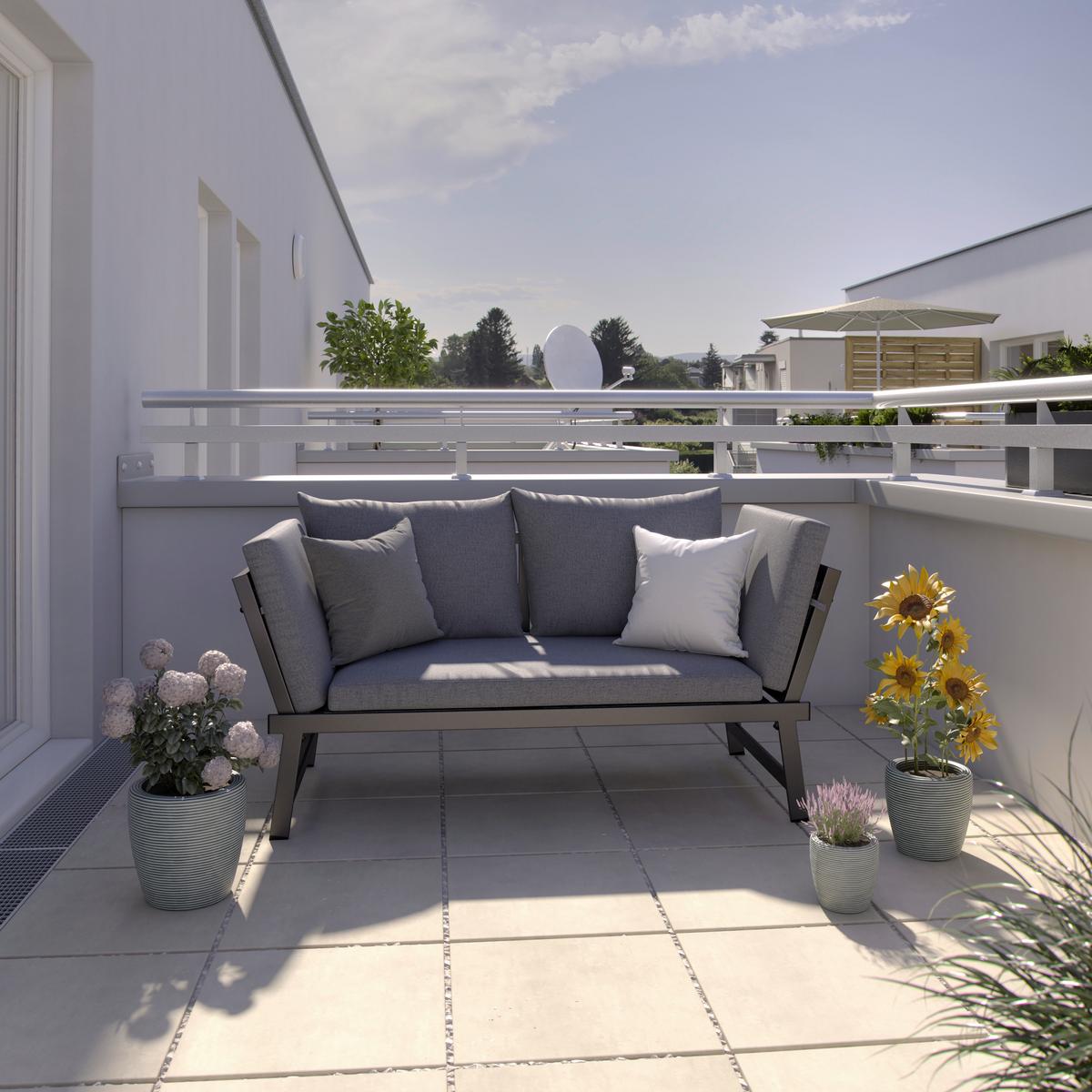 ZAHRADNÍ LAVICE ZALE - antracitová, Moderní, kov/textil