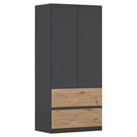 Drehtürenschrank Costa Grau Eiche Artisan Dekor - Eiche Artisan/Grau, MODERN, Holzwerkstoff (91/197/54cm) - Rauch Möbel