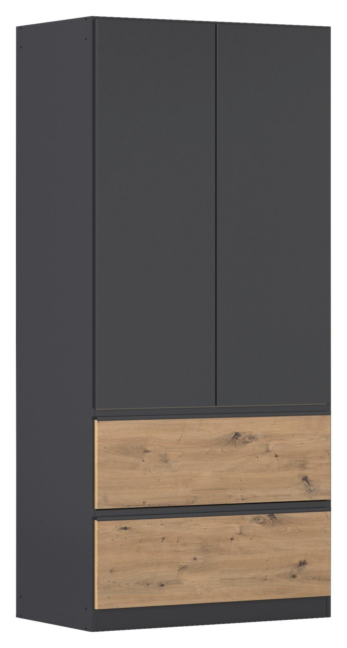 Drehtürenschrank Costa Grau Eiche Artisan Dekor - Eiche Artisan/Grau, MODERN, Holzwerkstoff (91/197/54cm) - Rauch Möbel