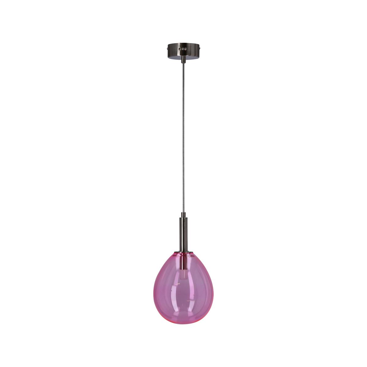 LED-Hängeleuchte 50133209 Lukka - Chromfarben/Pink, Design, Glas/Metall (18/18/115cm)