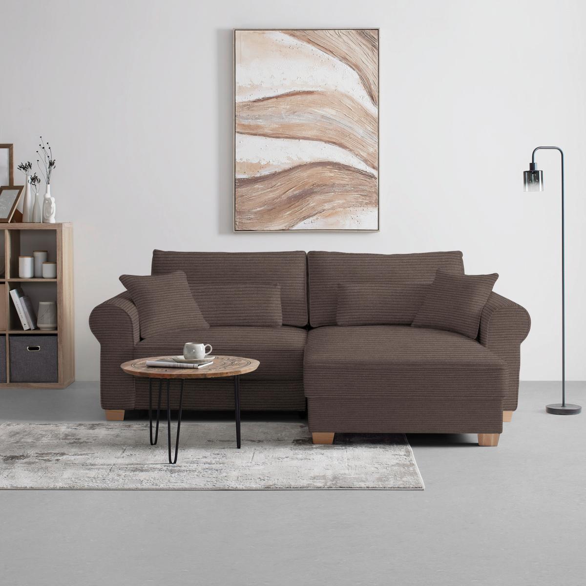 Sedací souprava ANGELO, oboustranná,mokka manšestr - mokka, Moderní, dřevo/kompozitní dřevo (255/92/185cm) - Mömax