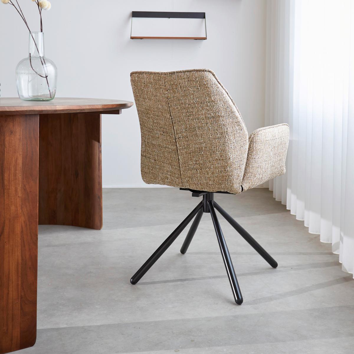 Armlehnstuhl-set Donny Beige B: 57,5 Cm - Beige/Schwarz, MODERN, Textil/Metall (57,5/92/52cm) - MID.YOU