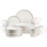 Kaffeeservice Sita Porzellan 6 Personen Geschirr Set - Schwarz/Weiß, Trend, Keramik - Mäser