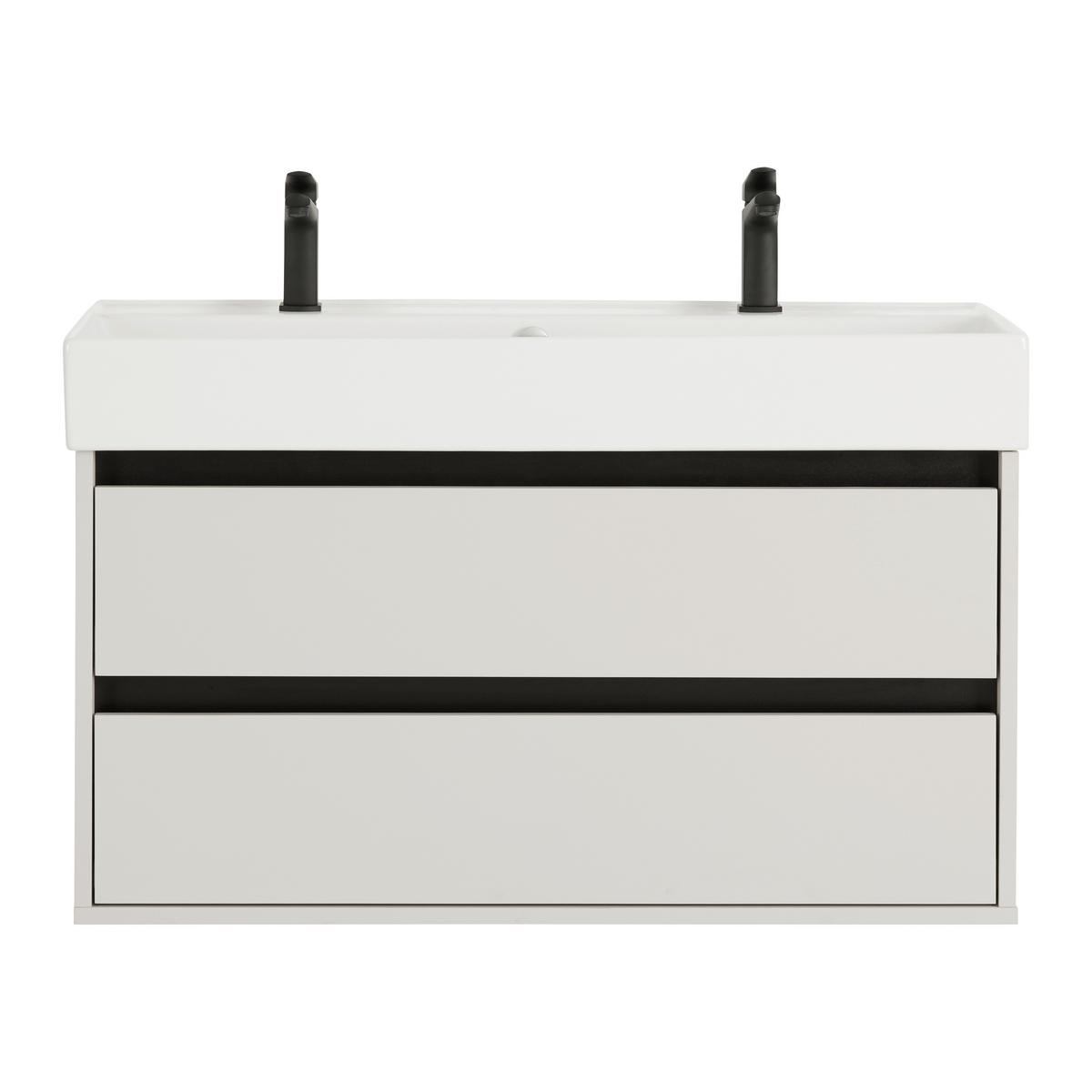 Skrinka s umývadlom SOPHIA - biela/kašmírová, Modern, kompozitné drevo/keramika (100/62/46cm) - Mömax