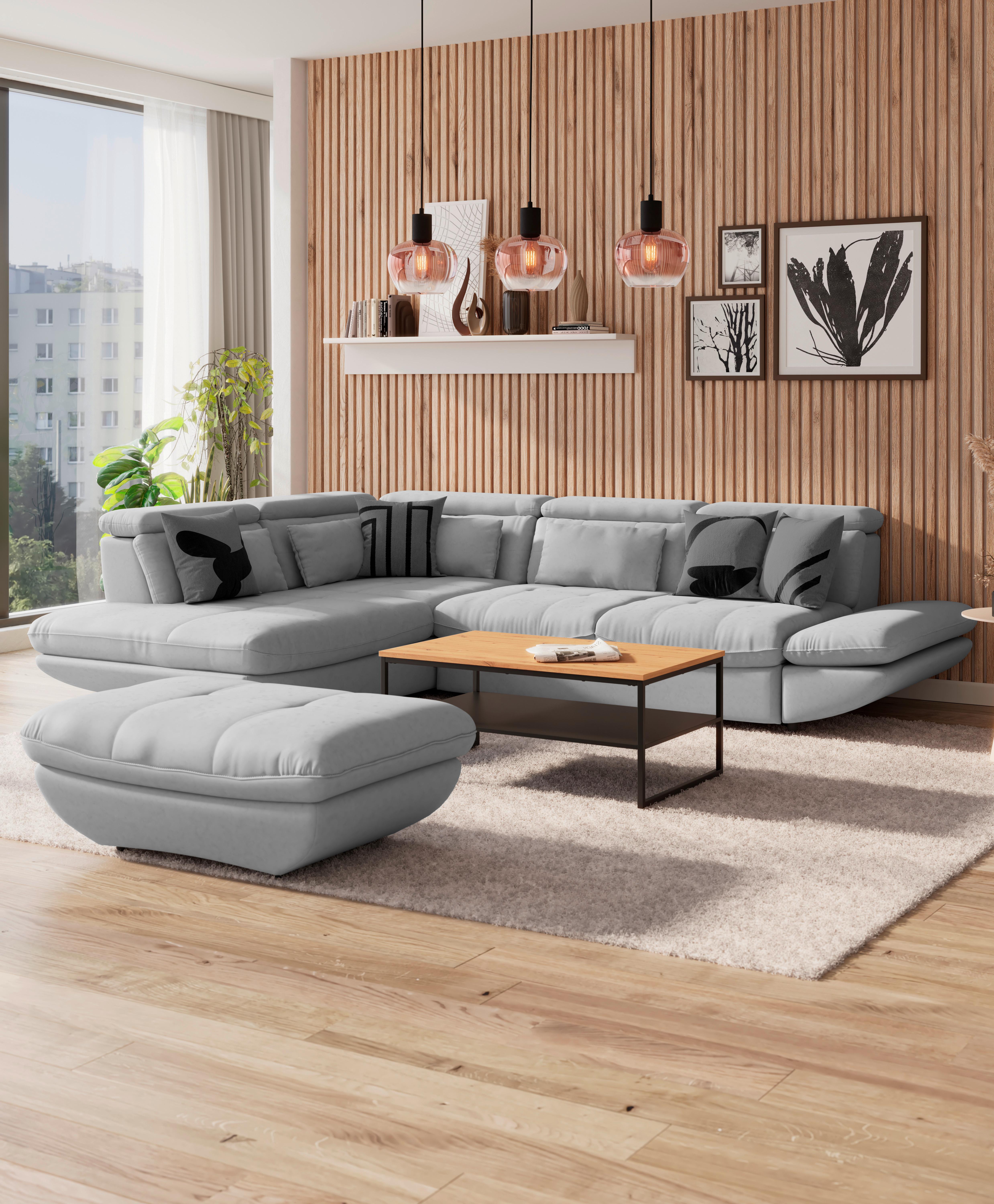 Wohnlandschaft Park - Hellgrau/Schwarz, MODERN, Textil (311/233cm) - Luca Bessoni