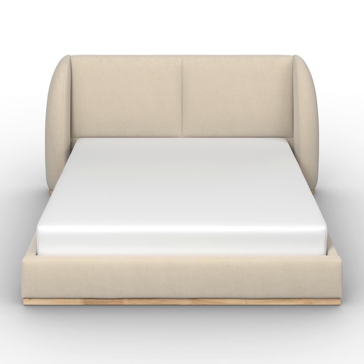 Čalúnená posteľ FRIDA 180x200 cm, béžová - svetlohnedá/čierna, Modern, kov/drevo (180/200cm) - Bessagi Home