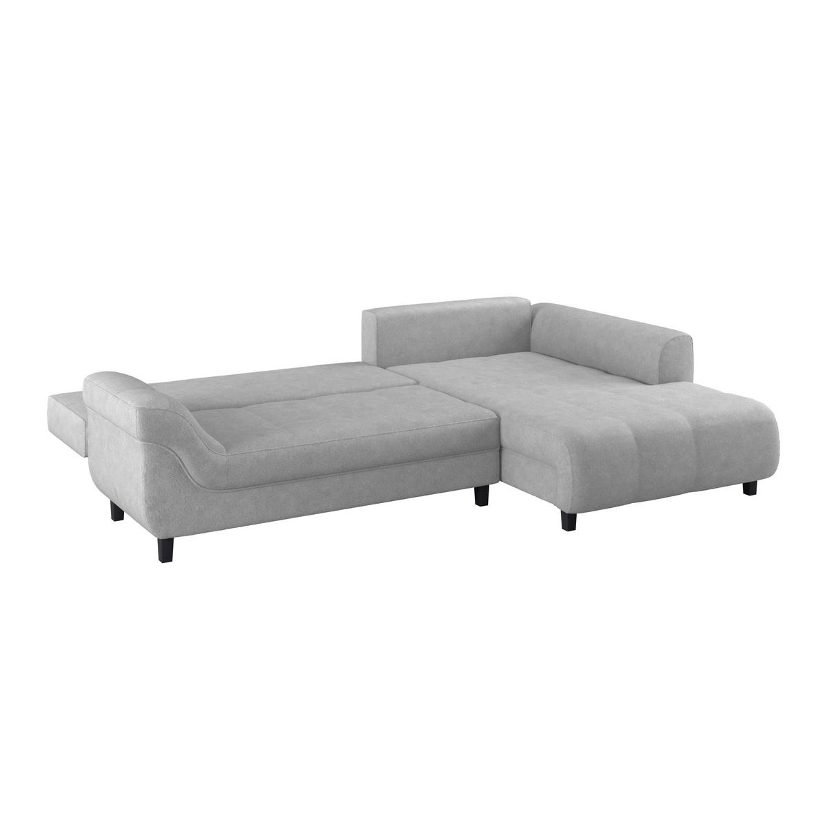 Ecksofa Mendoza - Silberfarben/Schwarz, Design, Textil (309/197cm) - Ondega