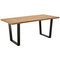 Stůl z masivu Kayla 180x90 cm - černá/barvy dubu, Moderní, kov/dřevo (180/90/76cm) - Bessagi Home