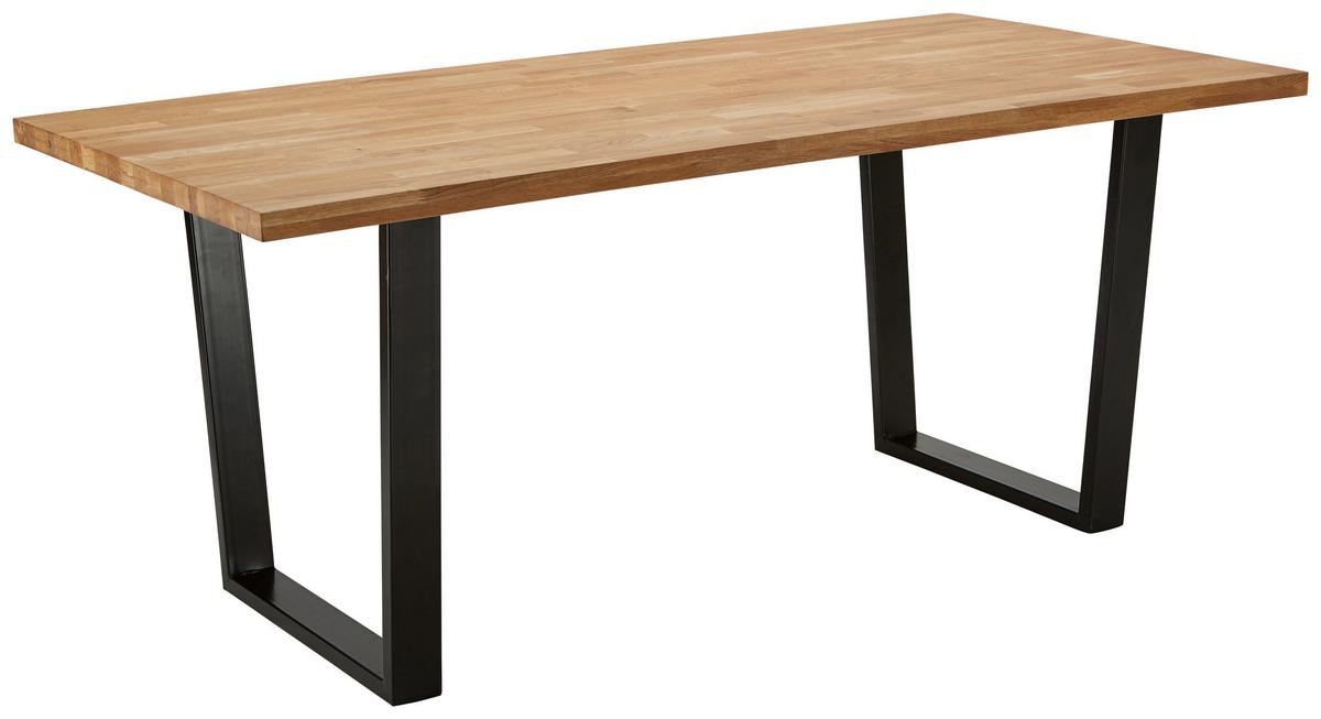 Stůl z masivu Kayla 180x90 cm - černá/barvy dubu, Moderní, kov/dřevo (180/90/76cm) - Bessagi Home