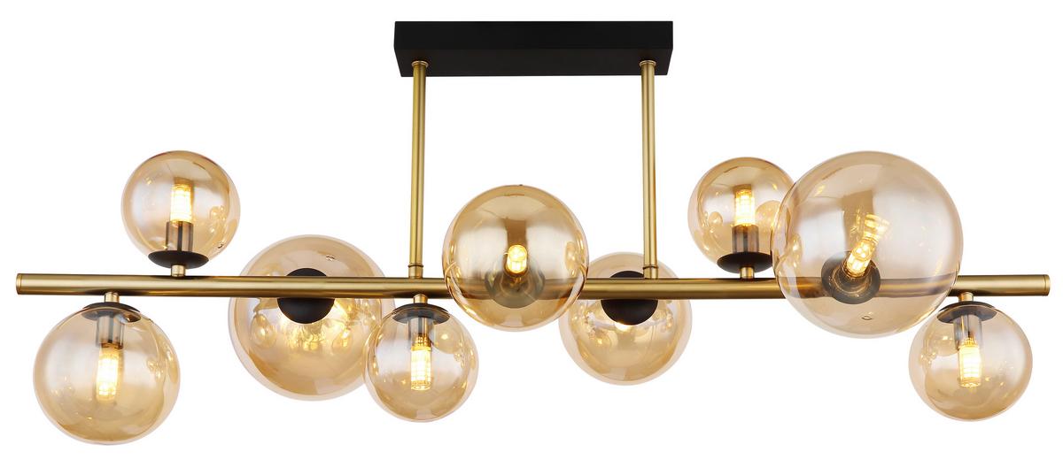 Led Mennyezeti Lámpa 56135-9d - fekete/sárgarézszínű, Design, Üveg/fém (87/30/38cm) - Globo