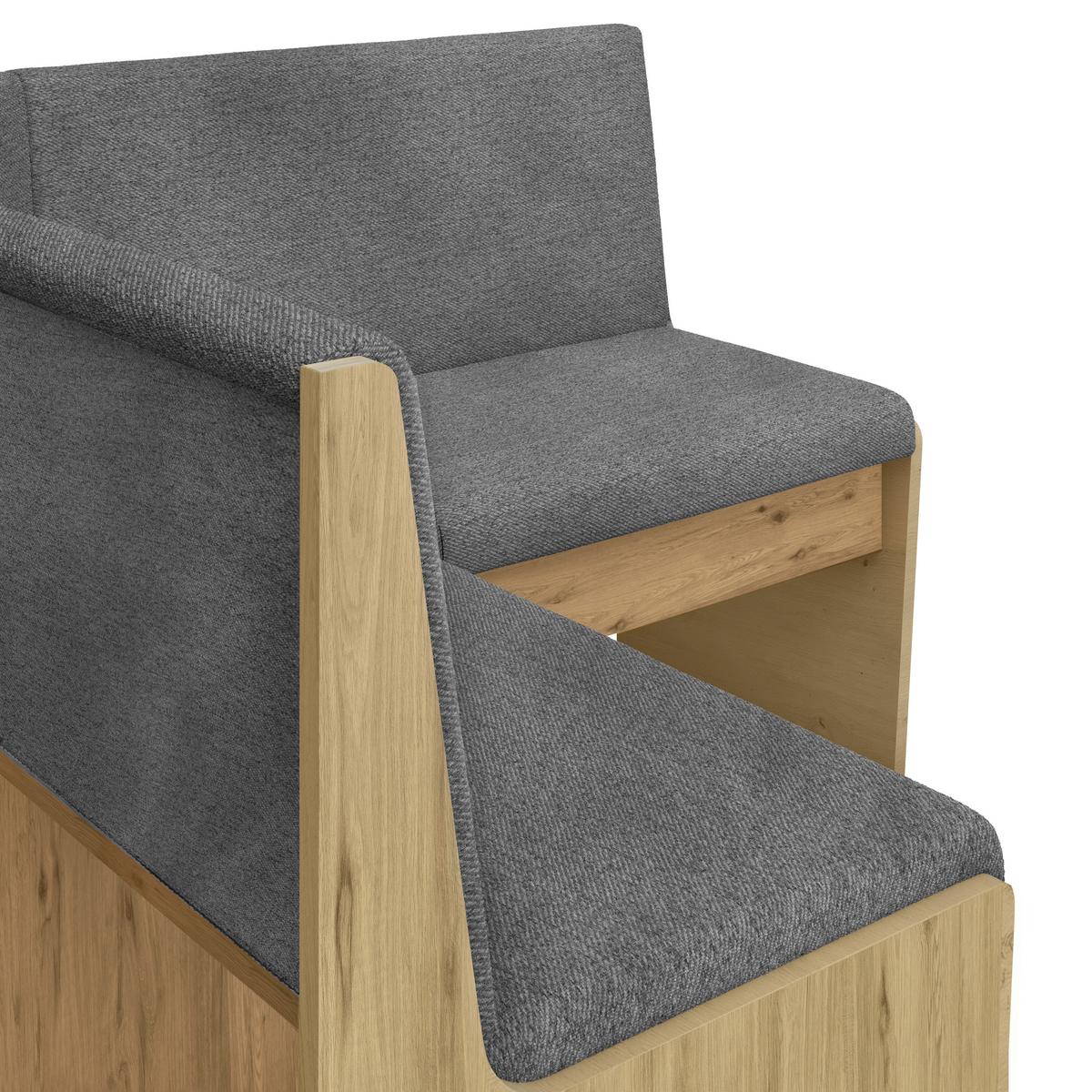 Eckbank Lüdge Webstoff dunkelgrau, 125x125cm - Dunkelgrau/Eiche Artisan, ROMANTIK / LANDHAUS, Holzwerkstoff/Textil (125/125cm)