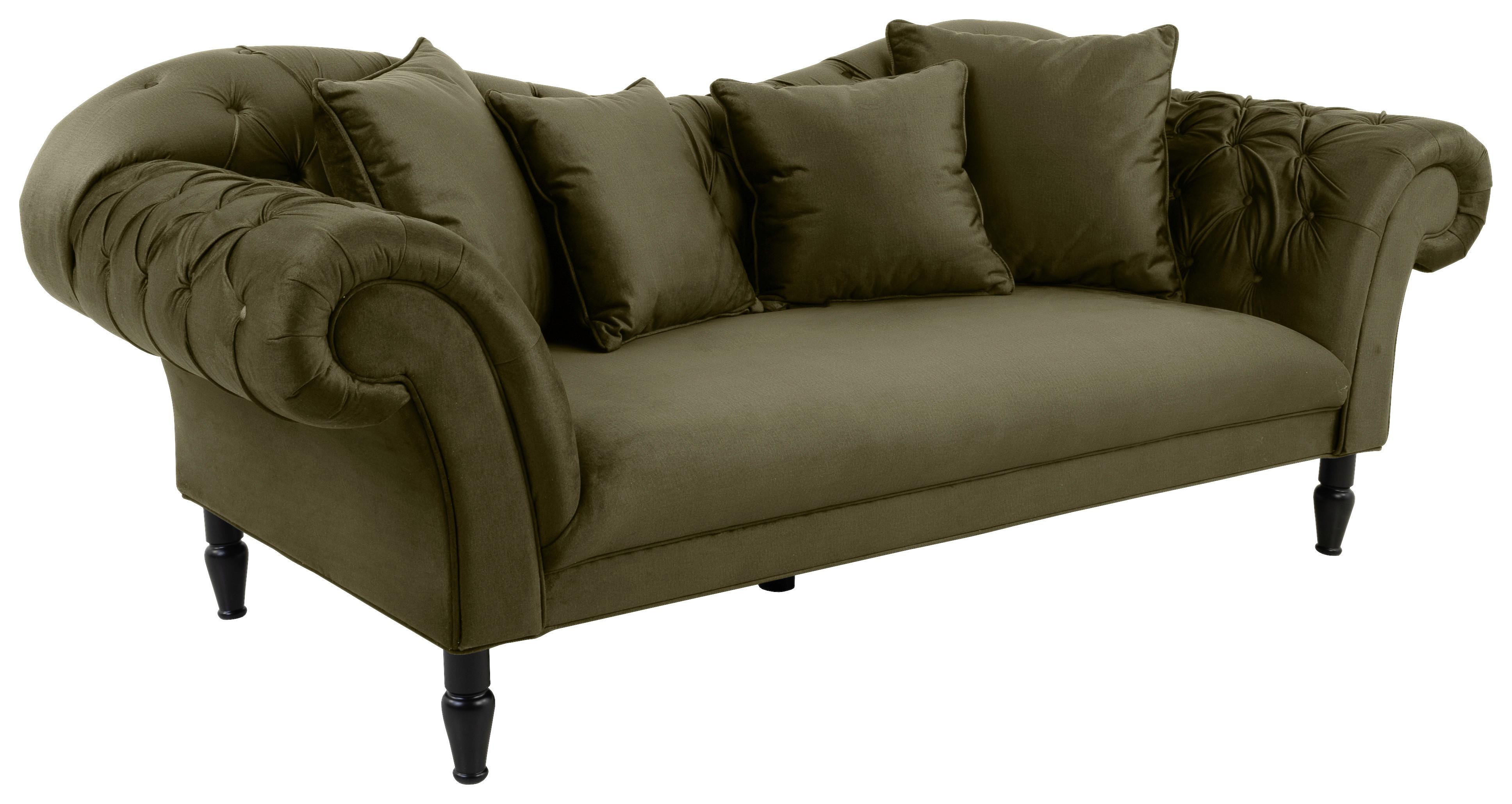 3-Sitzer-Sofa Cupido - Schwarz/Olivgrün, Design, Textil (242/91/104cm) - MID.YOU