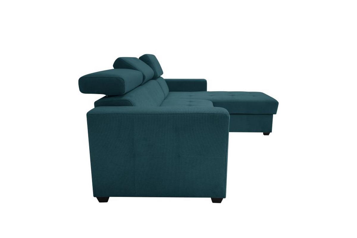 Rohová sedačka MARCO, oboustranná, petrolejový velur - petrolej/černá, Konvenční, kov/dřevo (238/78-94/170cm)