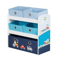 Kinderregal 450159d331 Spielregal - Türkis/Weiß, Basics, Holzwerkstoff/Textil (63,5/60/30cm) - Roba