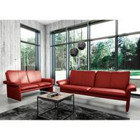 2-Sitzer-Sofa Comodo Echtleder Rot B: 164 cm - Silberfarben/Rot, Design, Leder (164/90/88cm) - Livetastic