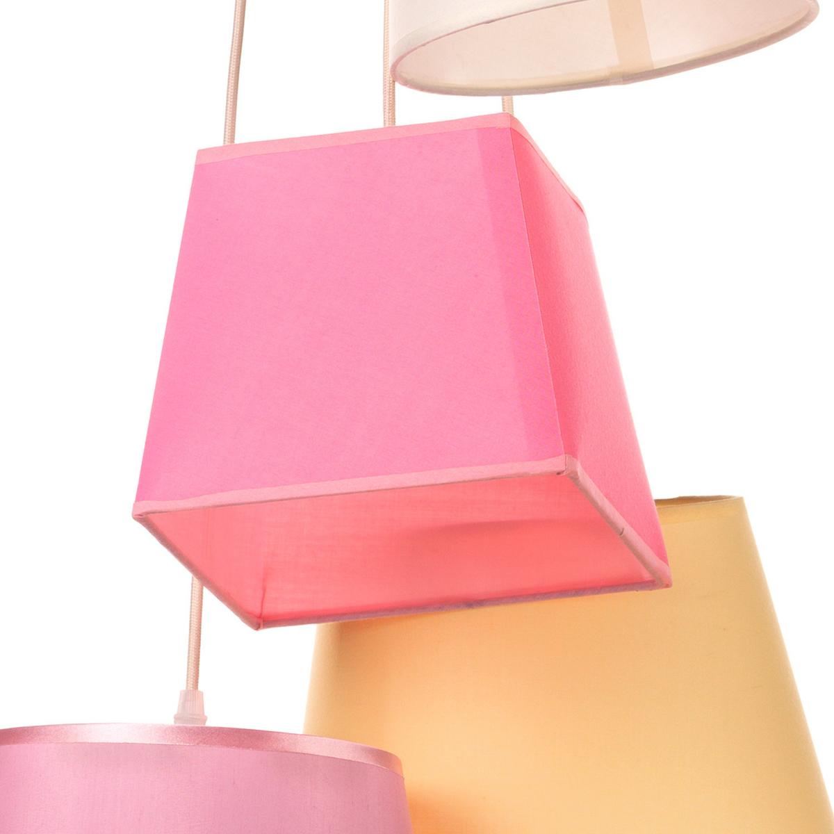 Hängeleuchte 4994/s4r - Pink/Gelb, Trend, Textil/Metall (55/100cm)