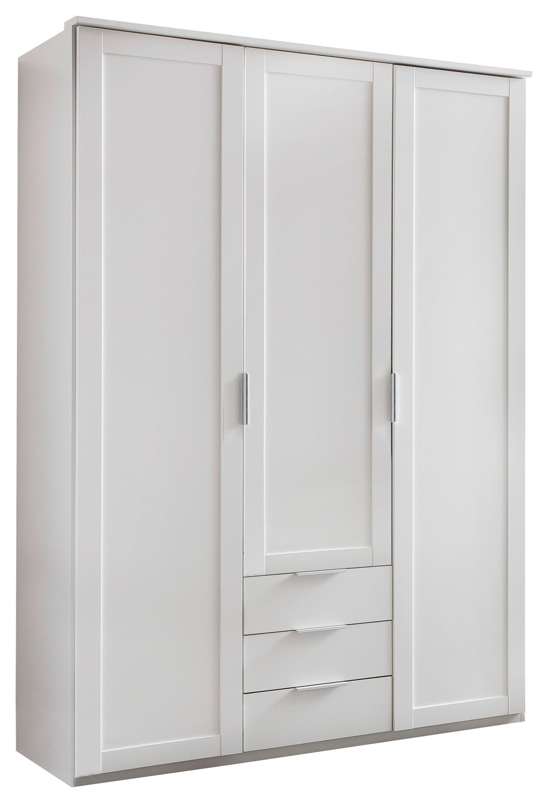 Drehtürenschrank Mit Laden 135cm Nadja, Weiß - KONVENTIONELL, Holzwerkstoff (135/210/58cm) - MID.YOU