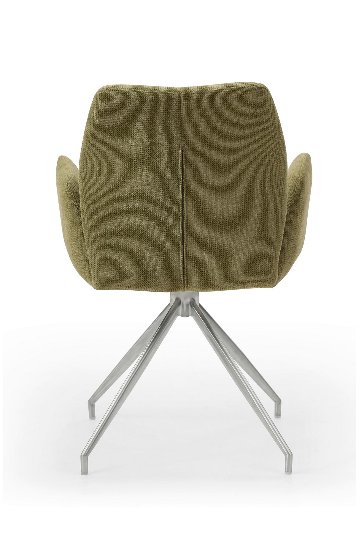 Tischgruppe Grün/Cognac L: 160cm - Cognac/Silberfarben, MODERN, Holz/Textil (160/85/77cm) - Livetastic