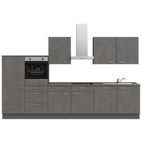 Kuchynská linka 360 cm, bridlicový šedý beton - farba ušľachtilej ocele/bridlicová, Modern, kov/kompozitné drevo (360cm) - Nobilia