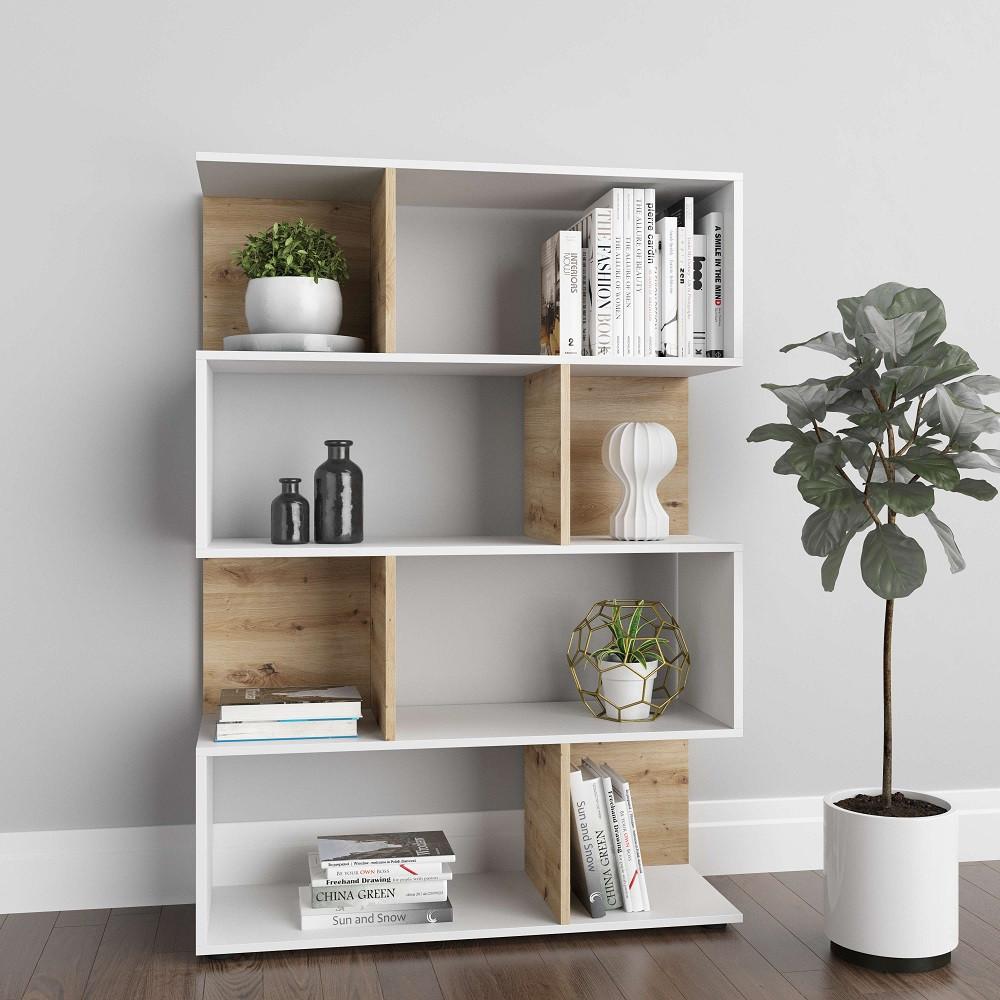 Regal Shelfy B: 103 cm Weiß/Eiche Artisan Dekor - Weiß/Eiche Artisan, MODERN, Holzwerkstoff (103/146/36cm) - MID.YOU