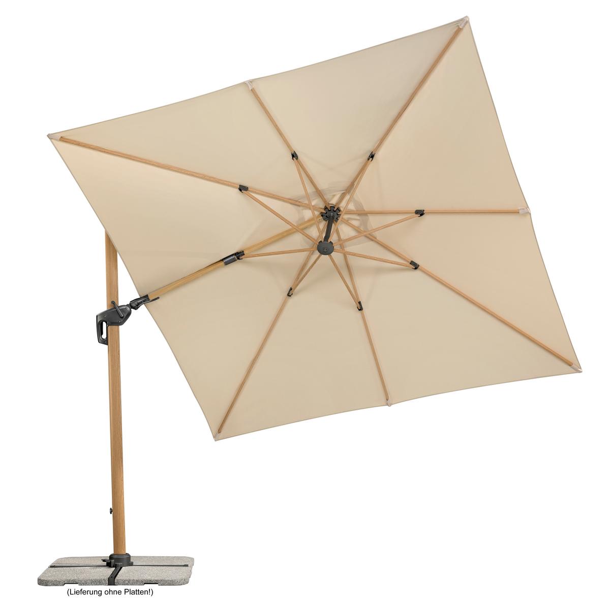 Ampelschirm Rhodos Twist W BHT: 358x263x300cm Naturfarben - Eichefarben/Naturfarben, Basics, Textil/Metall (358/263/300cm) - Schneider