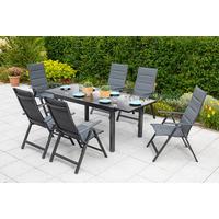 Gartentisch ausziehbar Aluminium/Glas L 140-200 cm - Graphitfarben/Braun, MODERN, Glas/Metall (140-200/90/75cm) - Gardenson