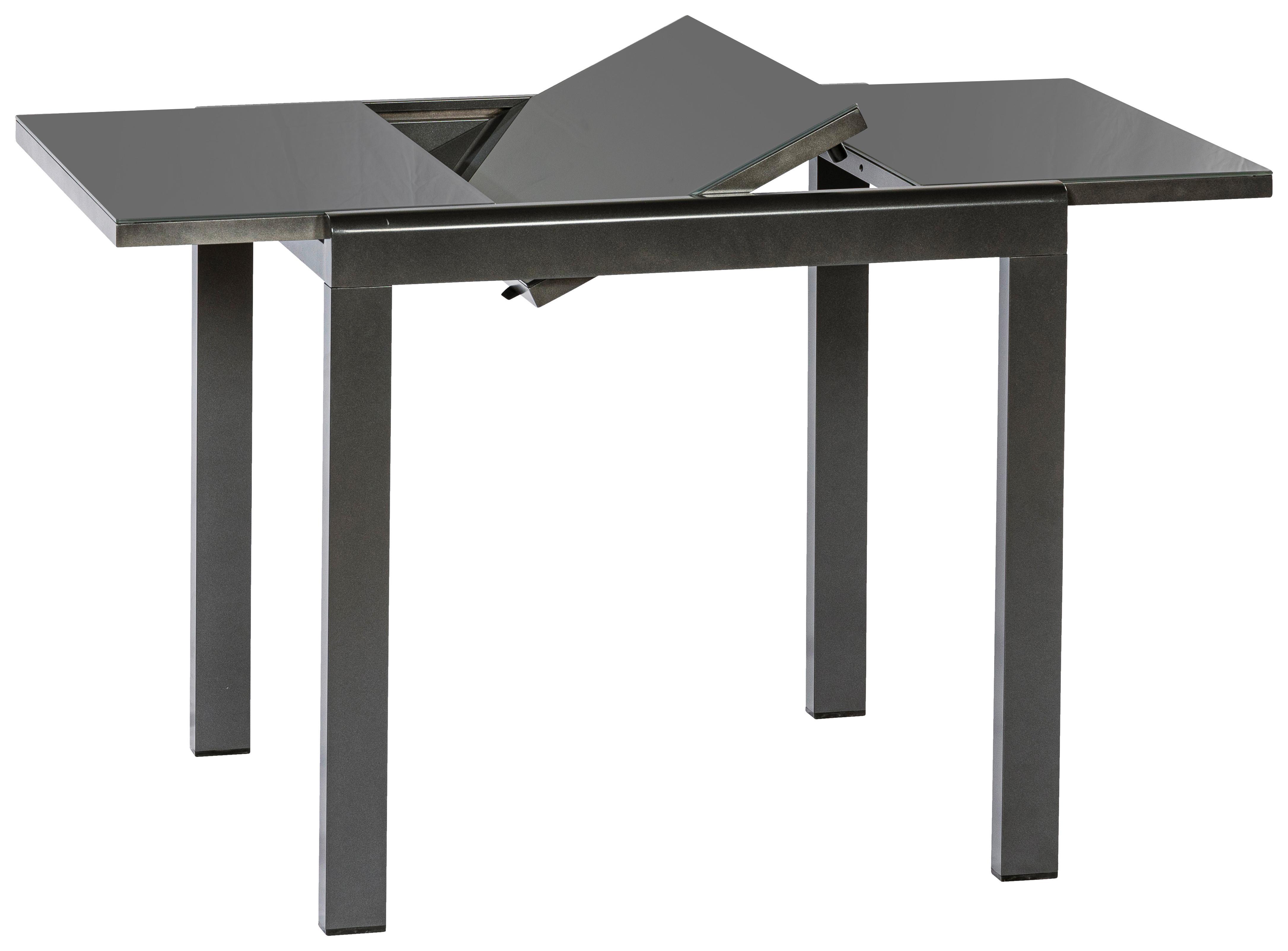 Gartentisch Ausziehbar Metall/Glas L 80-120 cm - Graphitfarben, KONVENTIONELL, Glas/Metall (80-120/75,5/70cm) - Gardenson