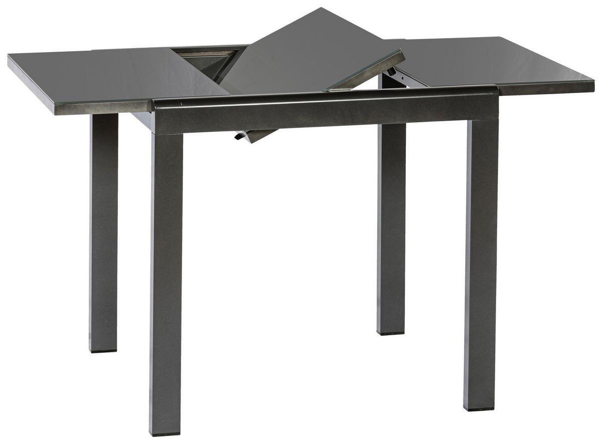 Gartentisch Ausziehbar Metall/glas L 80-120 Cm - Graphitfarben, KONVENTIONELL, Glas/Metall (80-120/75,5/70cm) - Gardenson