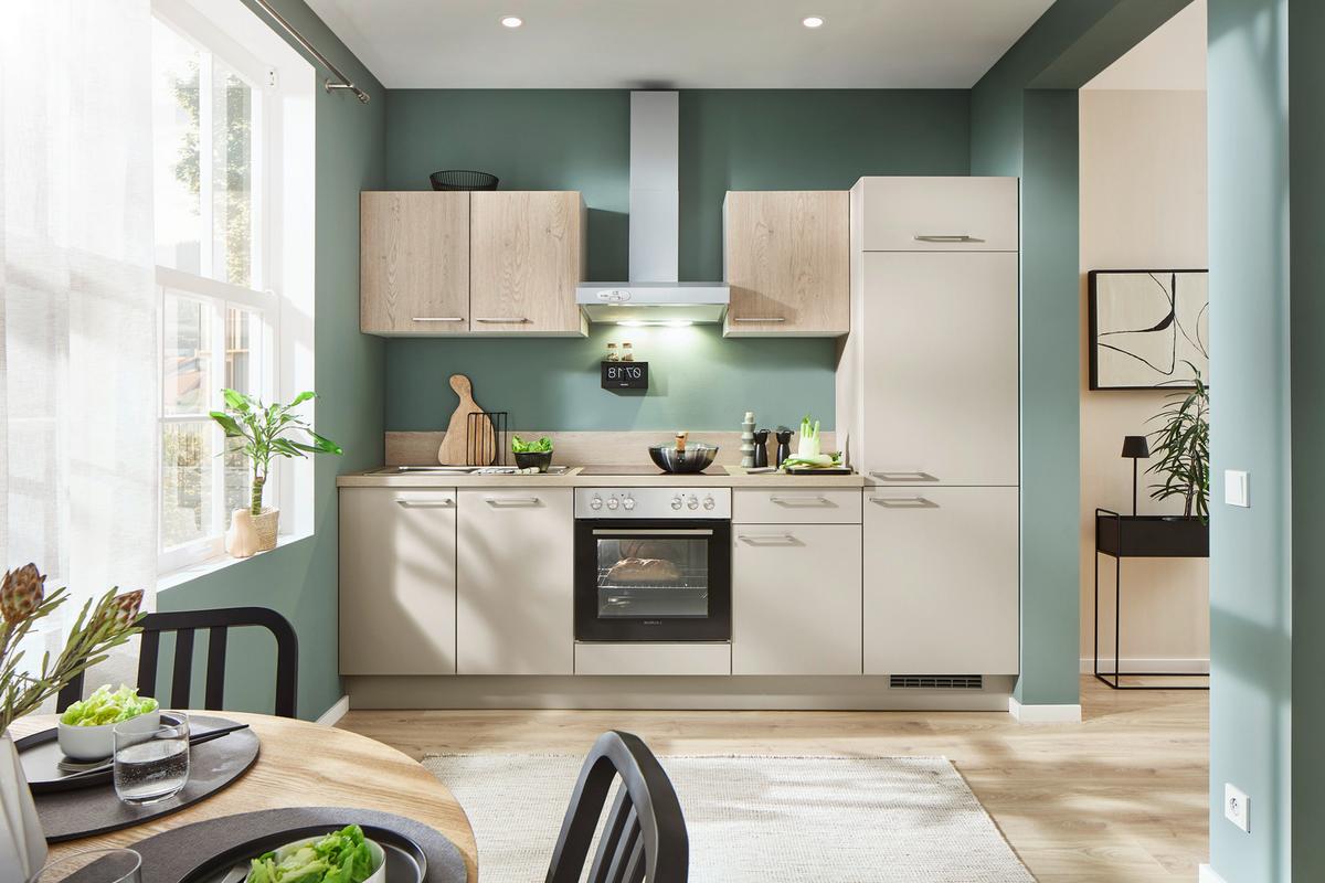 Küchenblock Pn80/Pn100 - Kaschmir/Eichefarben, Trend, Holzwerkstoff (260cm) - Pino