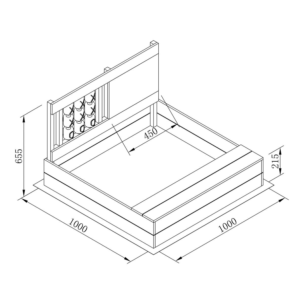 Sandkasten A031.019.20 - Braun/Grau, KONVENTIONELL, Holz (100/65,5/100cm) - Ambia Garden