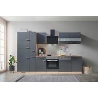Küchenzeile Economy M. Geräten 310 Cm Grau/eiche Dekor Modern - Eichefarben/Grau, Basics, Holzwerkstoff (310cm) - Respekta