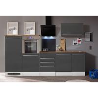 Küchenzeile Premium Mit Geräte B: 290cm Grau/weiß/eiche Dekor - Wildeiche/Eichefarben, Basics, Holzwerkstoff (290cm) - Respekta