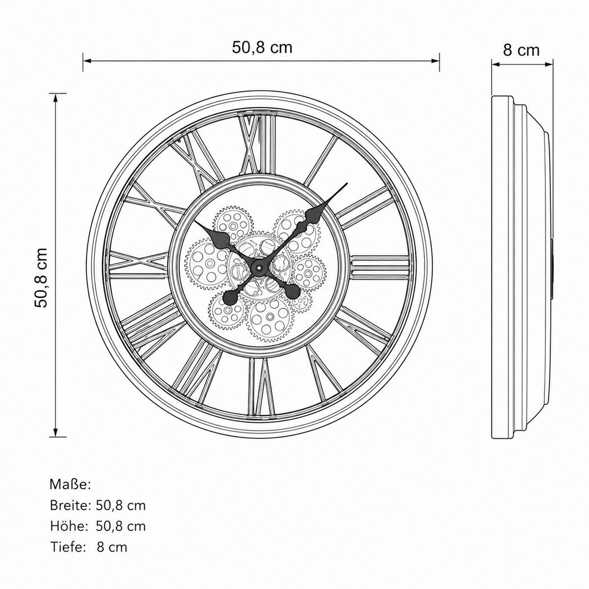 WANDUHR B992527 OPHELIA - Schwarz, Design, Glas/Kunststoff (50,8/50,cm)