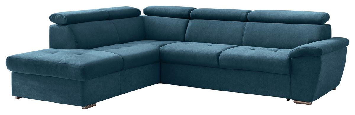 Ecksofa mit Schlaffunktion und Bettkasten Antero Hellblau - Chromfarben/Schwarz, Design, Textil (216/262cm) - Livetastic