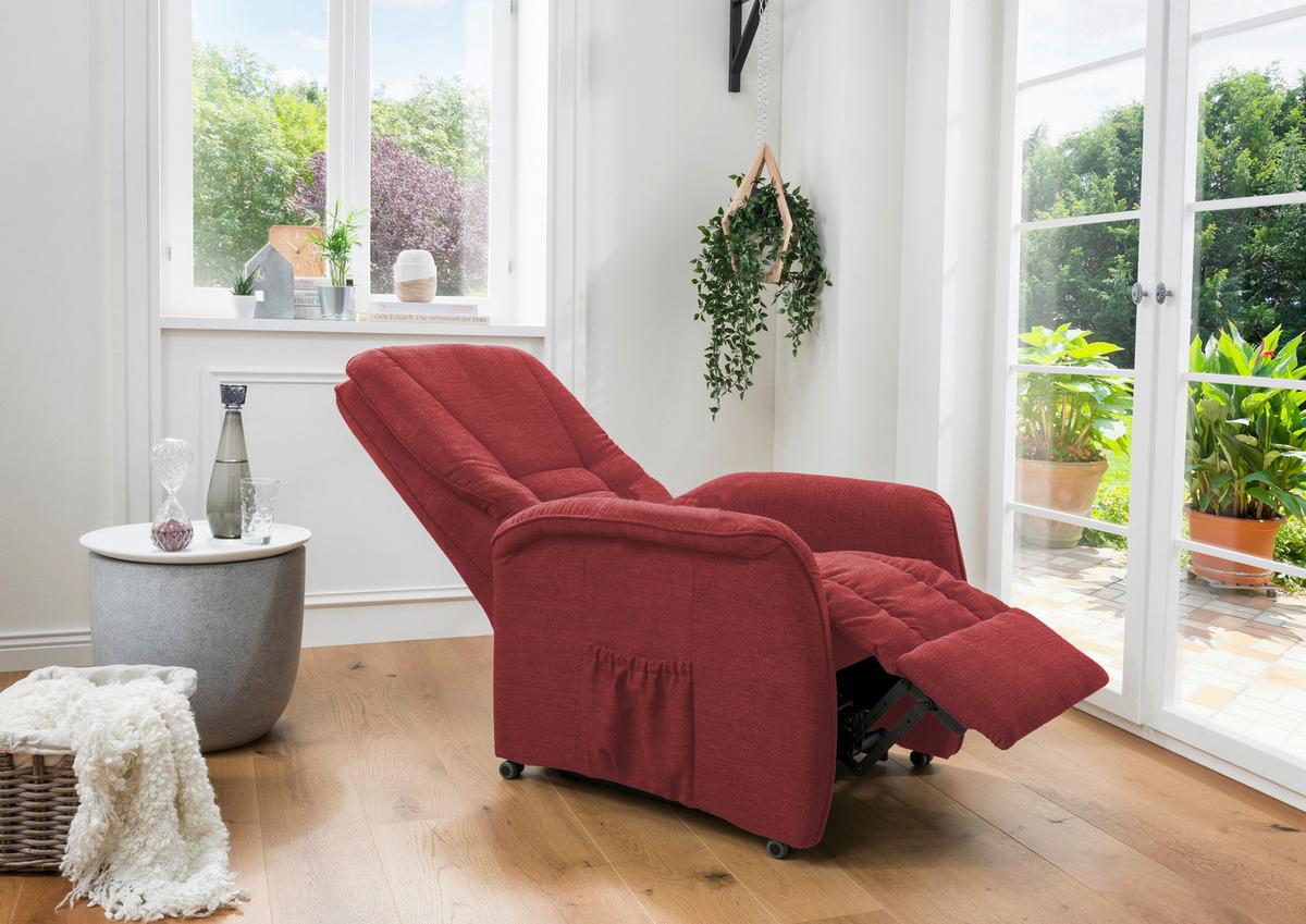 Fernsehsessel Harry Rot B: 77 cm - Rot/Schwarz, Design, Textil (77/107/88cm) - Livetastic