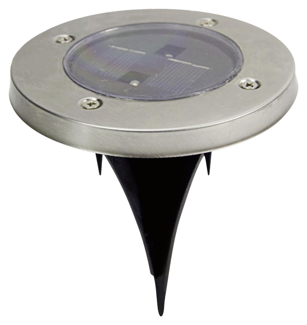 4 X Solarleuchte mit Erdspieß Saskia 2x Kaltweiß H: 13cm - Edelstahlfarben, KONVENTIONELL, Metall (12/12/13cm) - Homezone