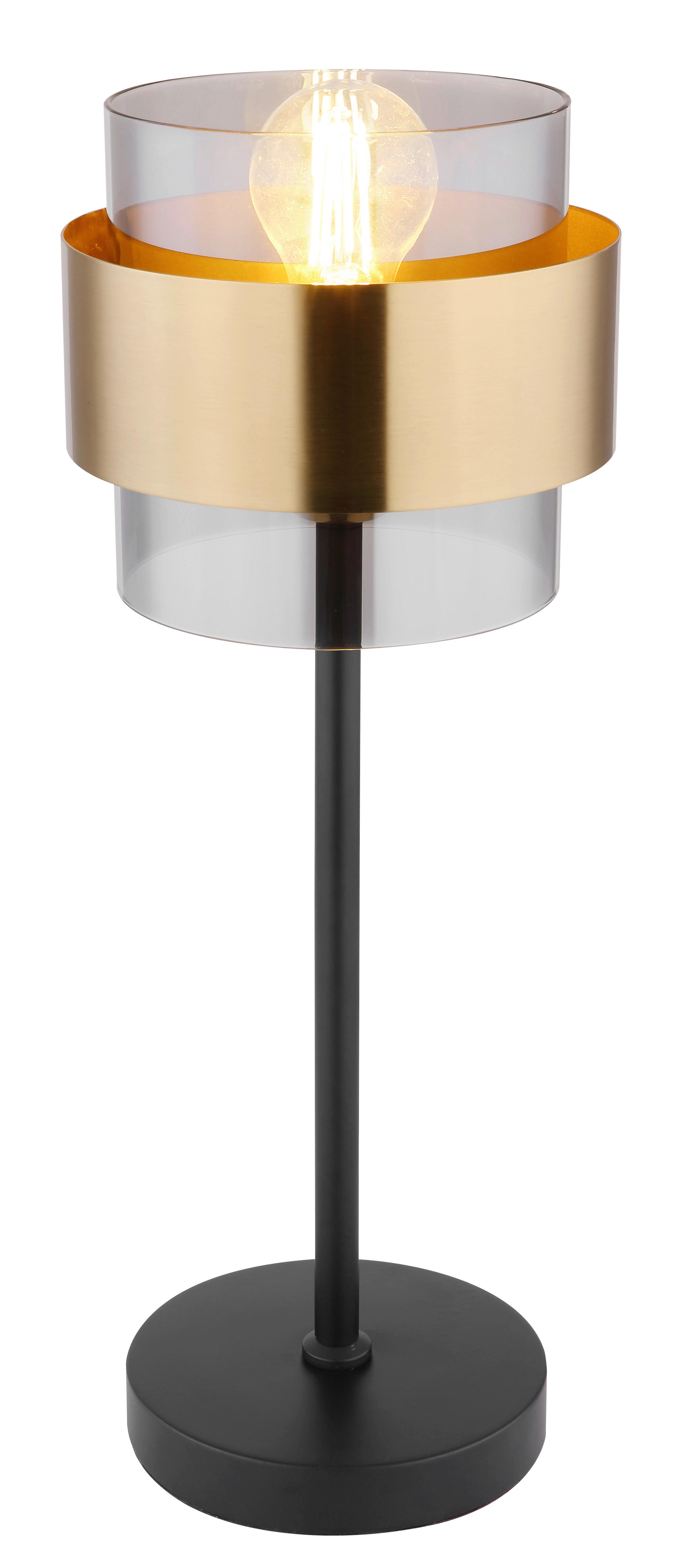 STOLNÁ LAMPA MILLEY - čierna/mosadzná, Modern, kov/sklo (18/47cm) - Globo