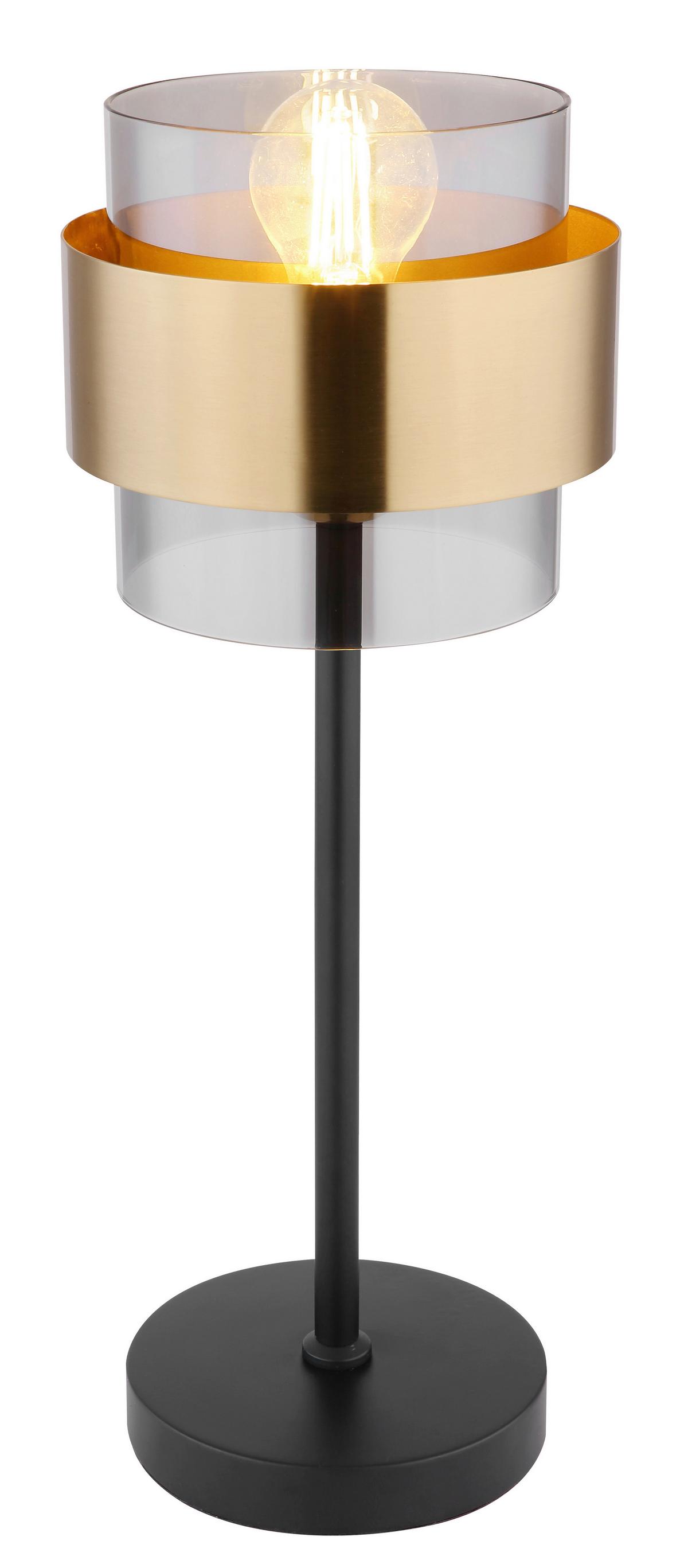 STOLNÁ LAMPA MILLEY - čierna/mosadzná, Modern, kov/sklo (18/47cm) - Globo