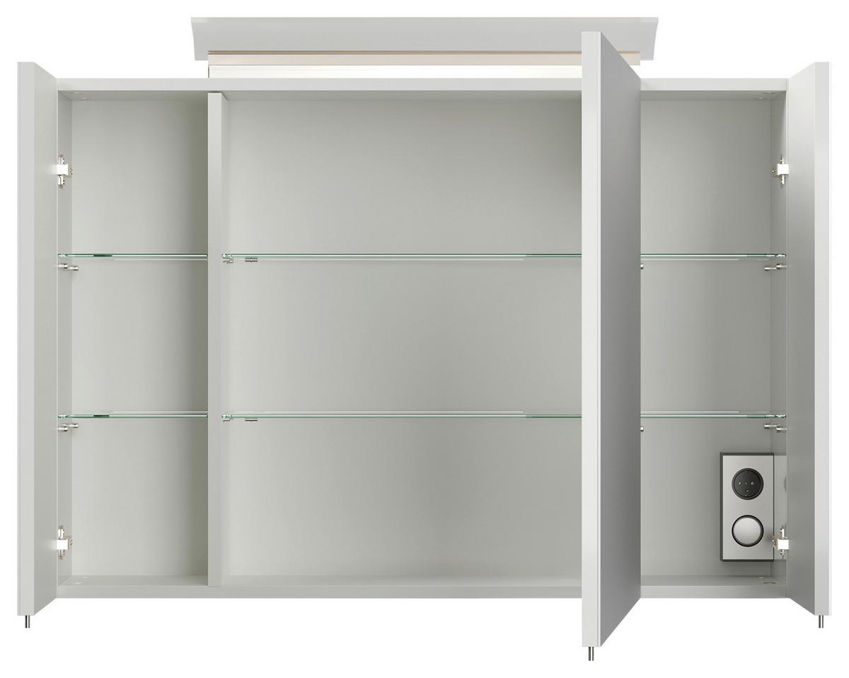 Spiegelschrank Weiß Hochglanz B: 90 cm - Weiß Hochglanz, MODERN, Glas/Holzwerkstoff (90/62/17cm) - MID.YOU