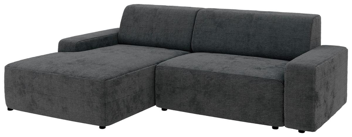 Ecksofa Wien Dunkelgrau S: 162x246 cm - Dunkelgrau/Schwarz, MODERN, Textil (162/246cm) - Trendmanufaktur