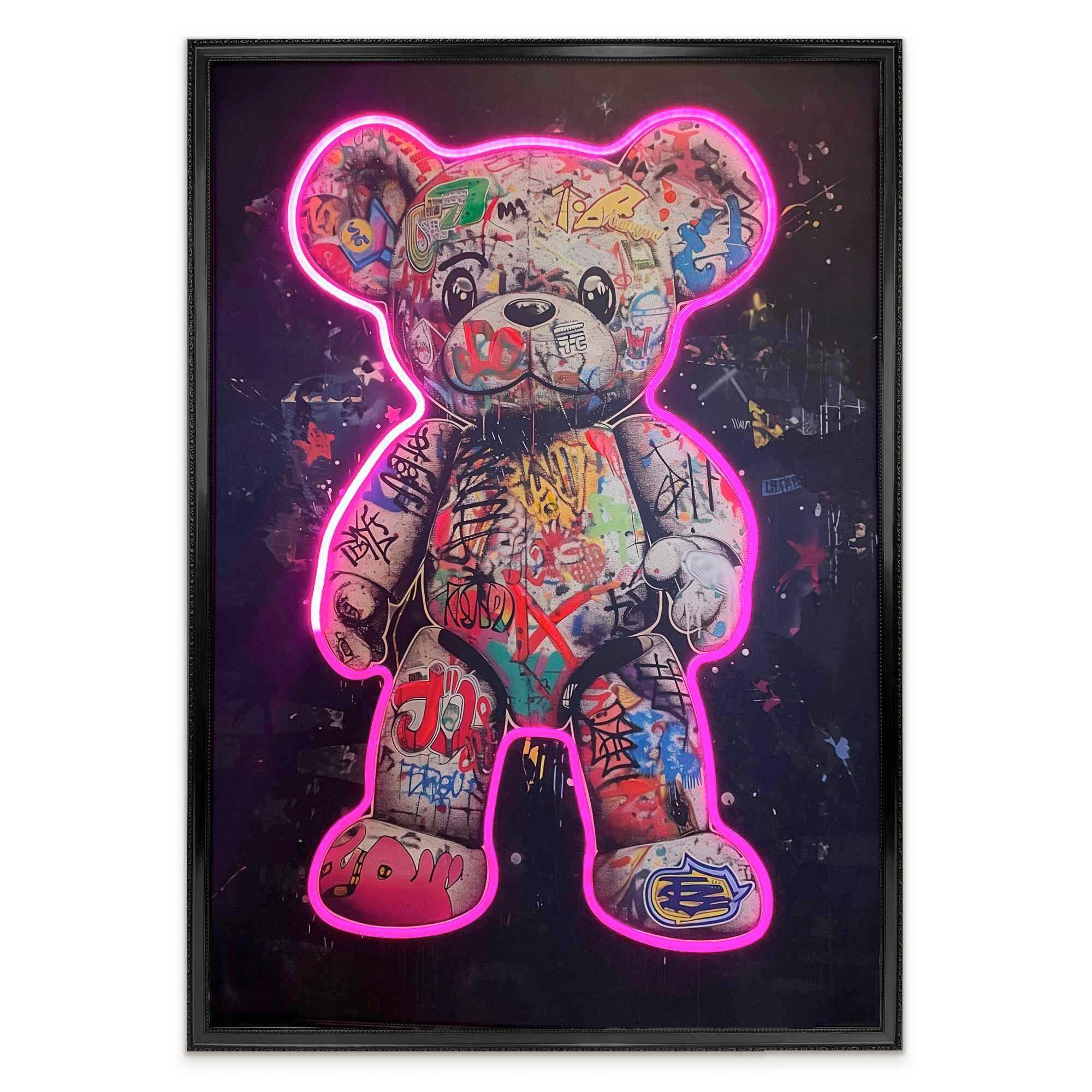 Bild Neon Black Bear - Multicolor/Schwarz, Basics, Holzwerkstoff/Kunststoff (70/100/3,5cm)