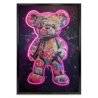 LED-Bild Neon Black Bear - Multicolor/Schwarz, Basics, Holzwerkstoff/Kunststoff (70/100/3,5cm)