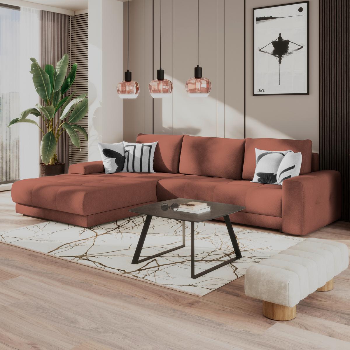 Ecksofa Adria Rostfarben S: 213x308 cm - Rostfarben, Trend, Textil (213/208cm) - Luca Bessoni