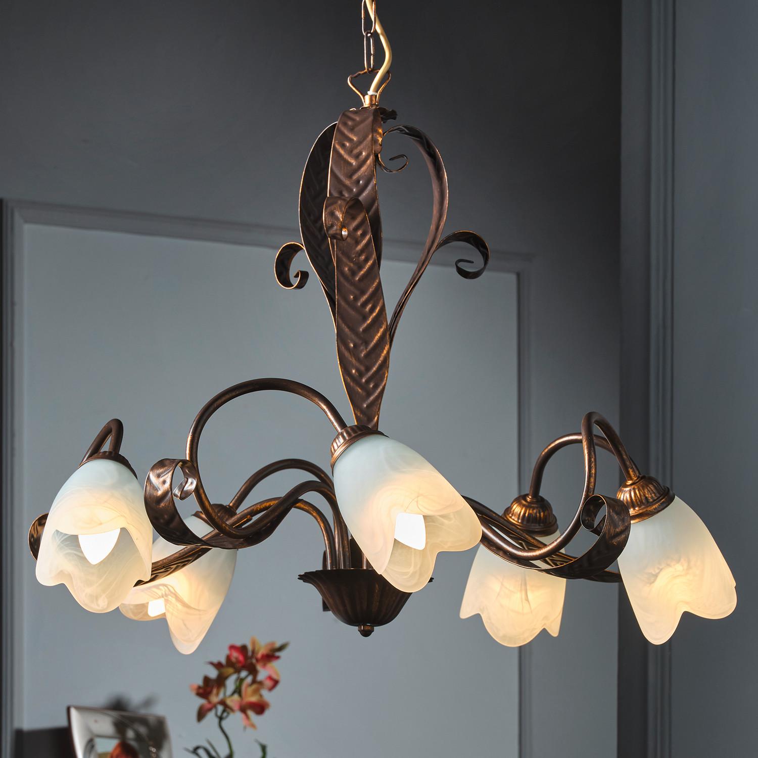 Kronleuchter 4240/5 - Bronzefarben, Basics, Glas/Metall (70/100cm)